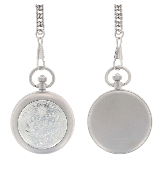 Montana Silversmith Engraved Silver Small Silver Inlay Pocket Watch Centerville Western Store