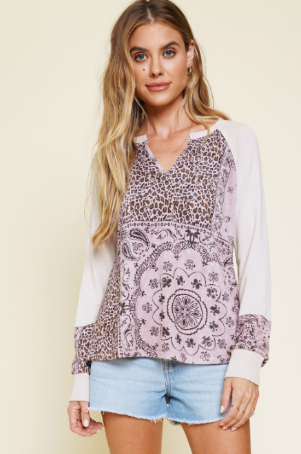 Mystree Women's Mixed Media Top