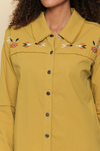 Mystree Women's Embroidery Yoke Shirt Jacket - Mustard