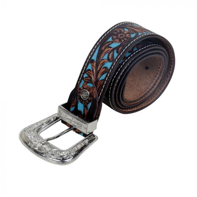 Myra Bag Turquoise Hand-Tooled Leather Belt