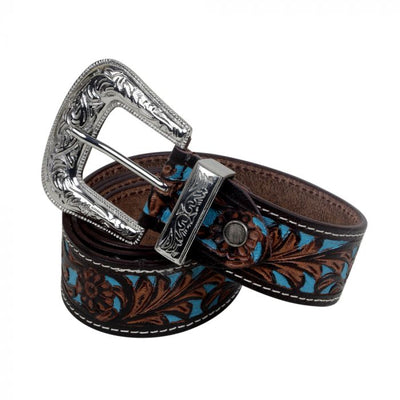 Myra Bag Turquoise Hand-Tooled Leather Belt