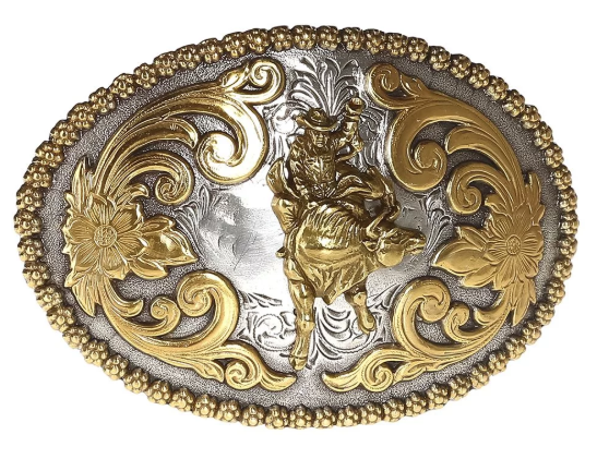 Nocona Oval Gold Bull Rider Belt Buckle