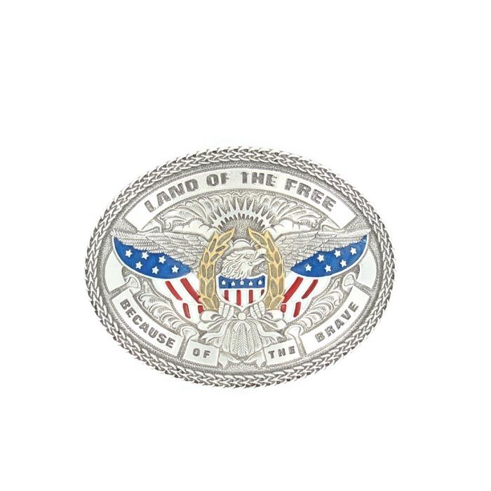 Nocona "Land of the Free" Silver Oval Belt Buckle