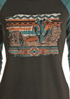 Rock & Roll Cowgirl Cactus Baseball T-Shirt