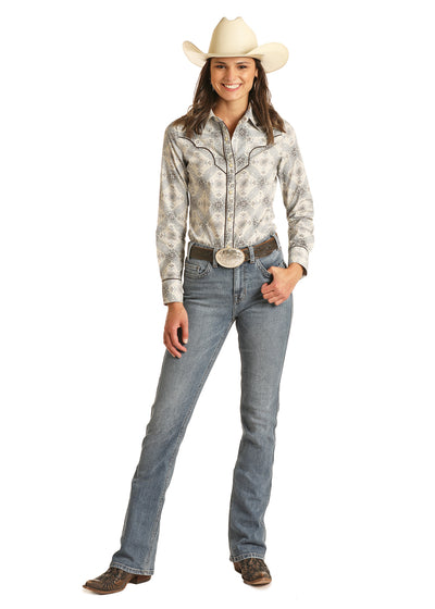 Rock & Roll Cowgirl Women's Floral Print Top