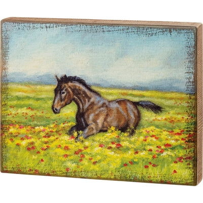 Primitives By Kathy - Box Sign Horse In Field
