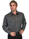Scully Men's Retro Gunfighter Western Shirt - Charcoal