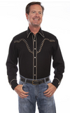 Scully Men's Long Sleeve Embroidered Diamonds Western Shirt