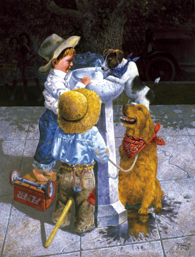 Cowboy Watering Hole - 500 Piece Puzzle