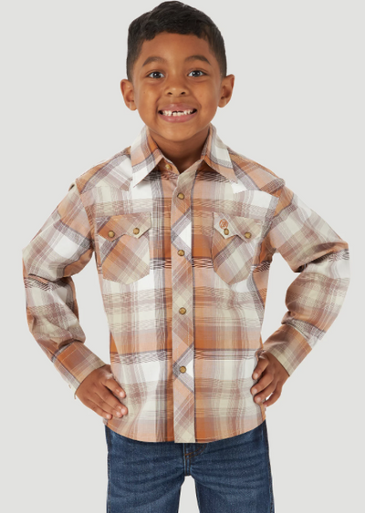 Wrangler Boy's Retro Plaid Western Shirt