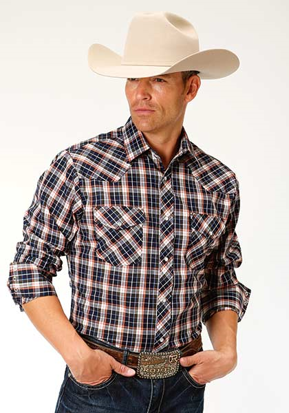 Roper Men's Long Sleeve Plaid  Western Shirt