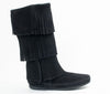 Minnetonka Women's Black 3-Layer Fringe Boot