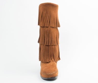 Minnetonka Women's Brown 3-Layer Fringe Boot