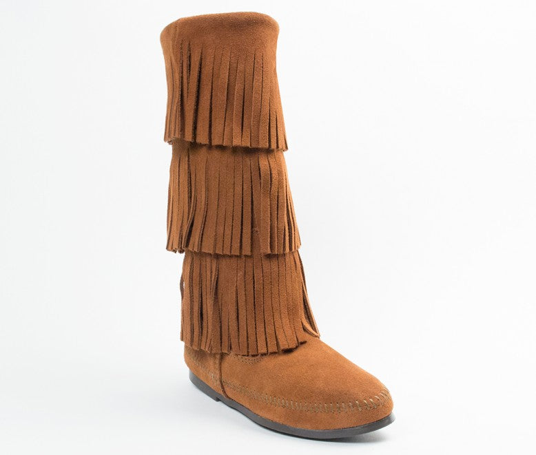 Minnetonka Women's Brown 3-Layer Fringe Boot
