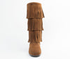 Minnetonka Women's Dusty Brown 3-Layer Fringe Boot