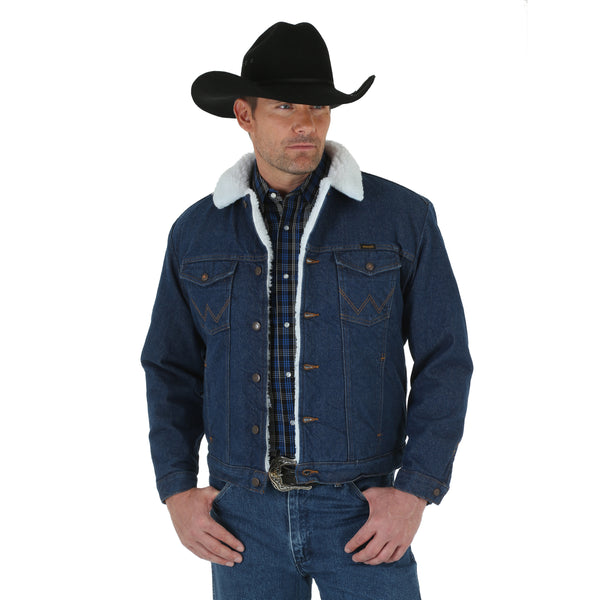 Mens wrangler sherpa lined denim jacket 2025